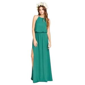 Show Me Your Mumu‎ Heather Dress Women's Small Green Halter Maxi Drapey NWT